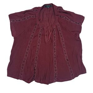 Women's Maroon Blouse with Embroidered Details